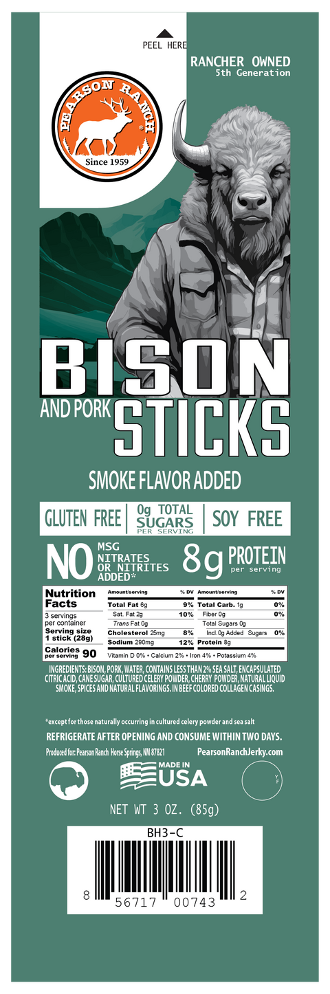 Wholesale Bison Hickory Smoked Snack Stick - 6 count multi-pack caddy