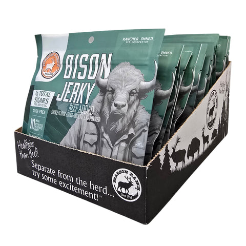 Wholesale Bison Jerky Display Tray - 12 each 2.1oz Resealable Bags