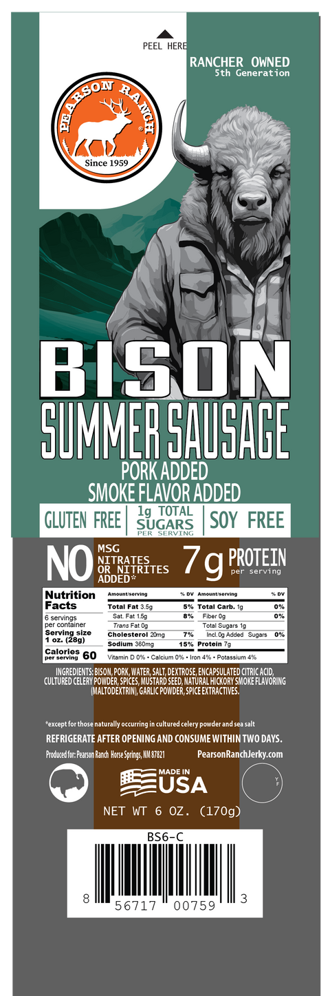 Bison Hickory Smoked Summer Sausage (6 oz.)