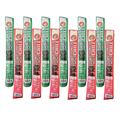 Green Chile and Autumn Blend Chile Beef & Pork Snack Sticks (12 pack)