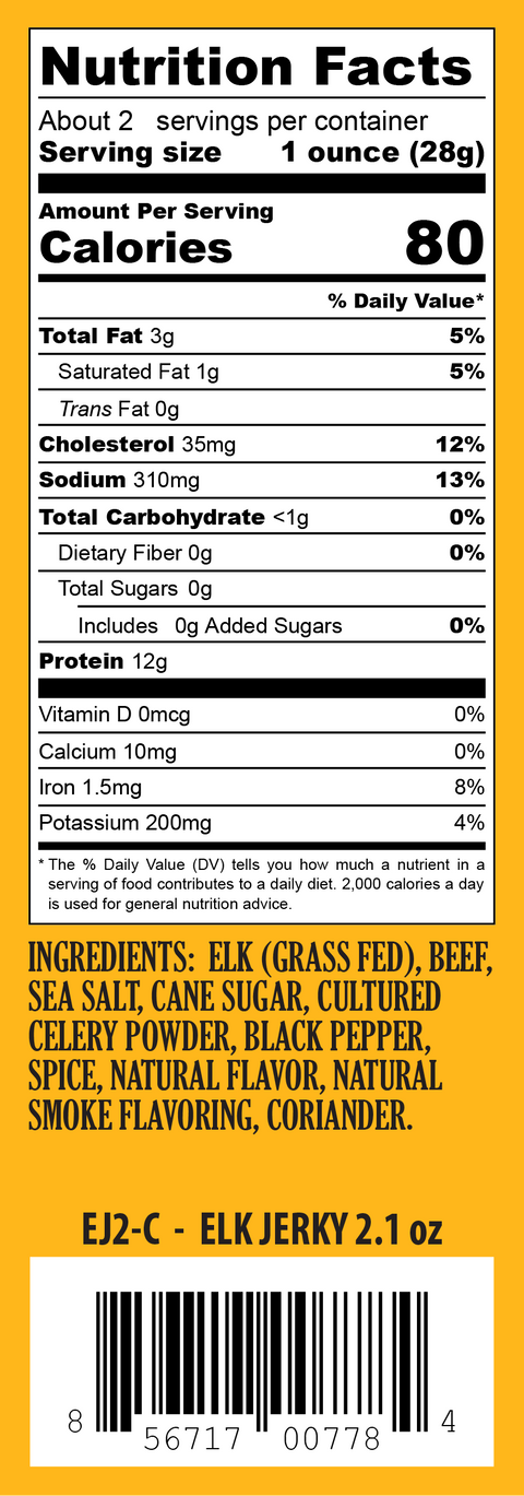 Elk Jerky - 2.1oz Resealable Bag