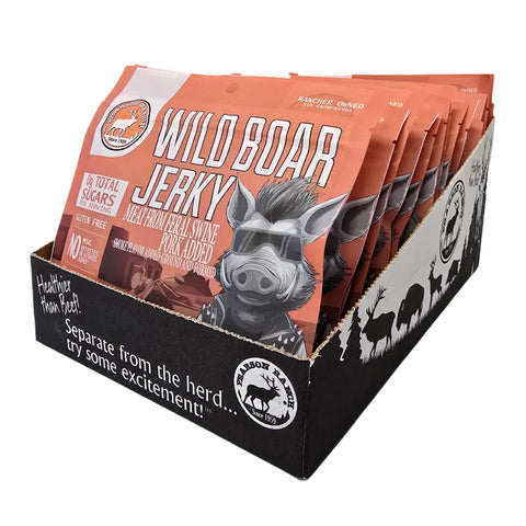 Wholesale Wild Boar Jerky Display Tray - 12 each 2.1oz Resealable Bags