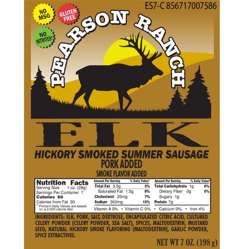 Hickory Smoked Elk Summer Sausage Nutrition Facts