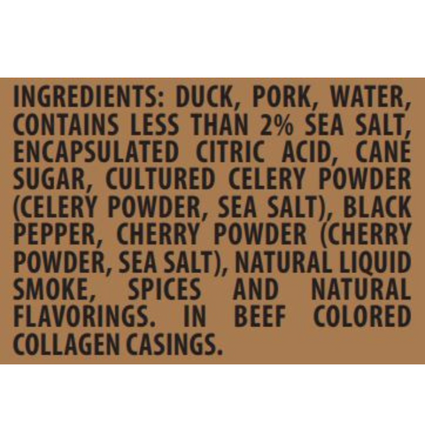 Duck Protein Snack Sticks Ingredients