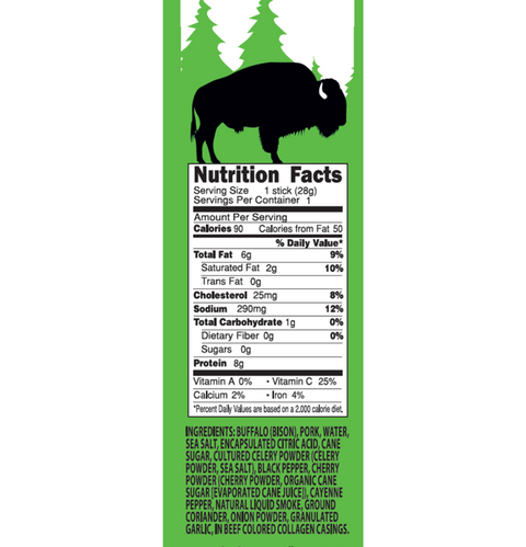 Buffalo Jerky Snack Stick Nutrition Facts. 