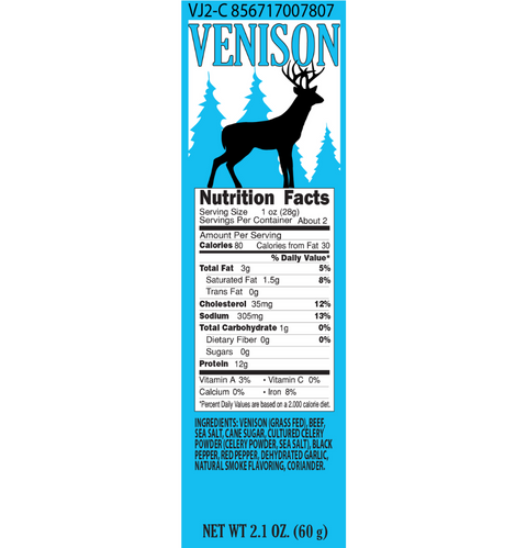 Greenhorn Sampler - Venison Jerky Bag Nutrition Facts